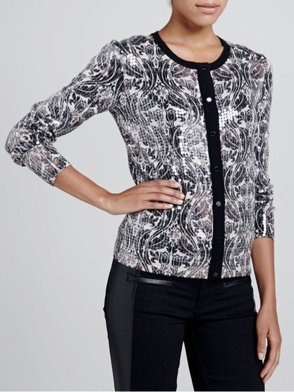 Tory Burch Women's 100% Merino Wool Sequin Cardigan